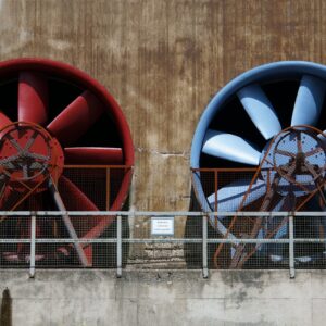Red and Blue Industrial Exhaust Fans